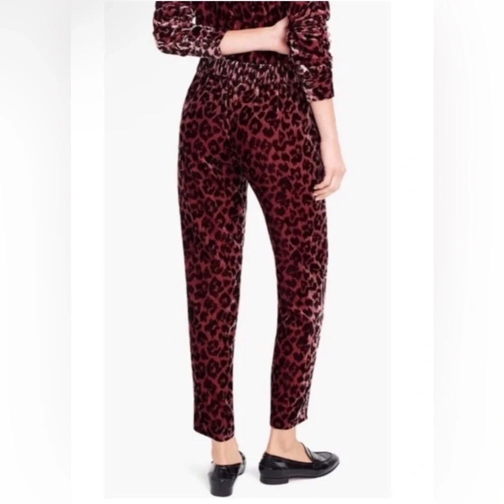 J.Crew Pink Leopard Velvet Pants size 4
